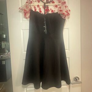 Black Dress with Floral Sheer Sleeves